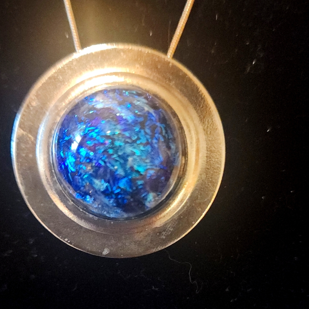 Blue and Silver Pendant Necklace
